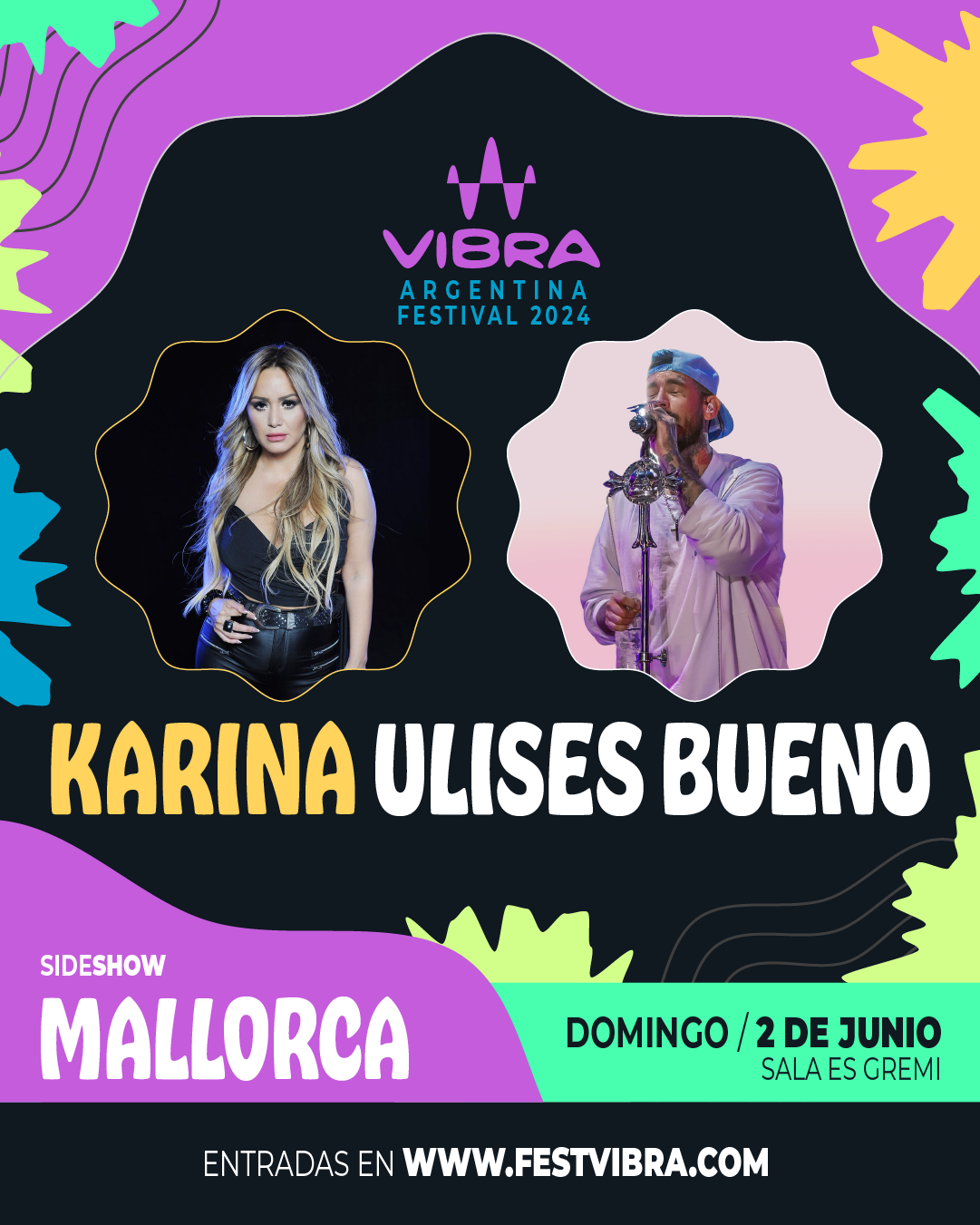 VIBRA ARGENTINA FESTIVAL 2024 en MALLORCA, sala es Gremi, Domingo 2 Junio Karina y Ulises Buenmo. Entradas y Info: www.festvibra.com